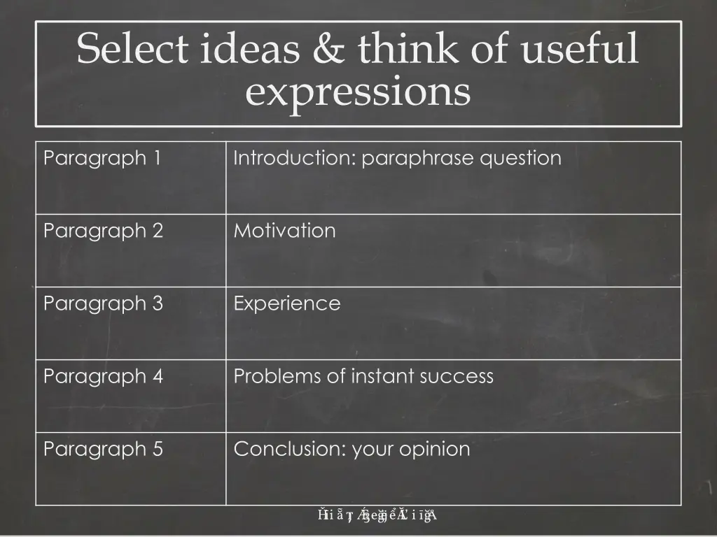 select ideas think of useful expressions