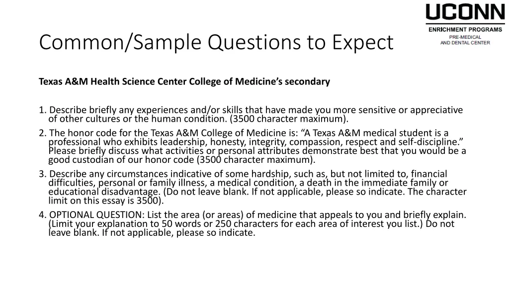 common sample questions to expect 3