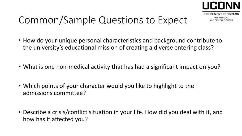 common sample questions to expect 4