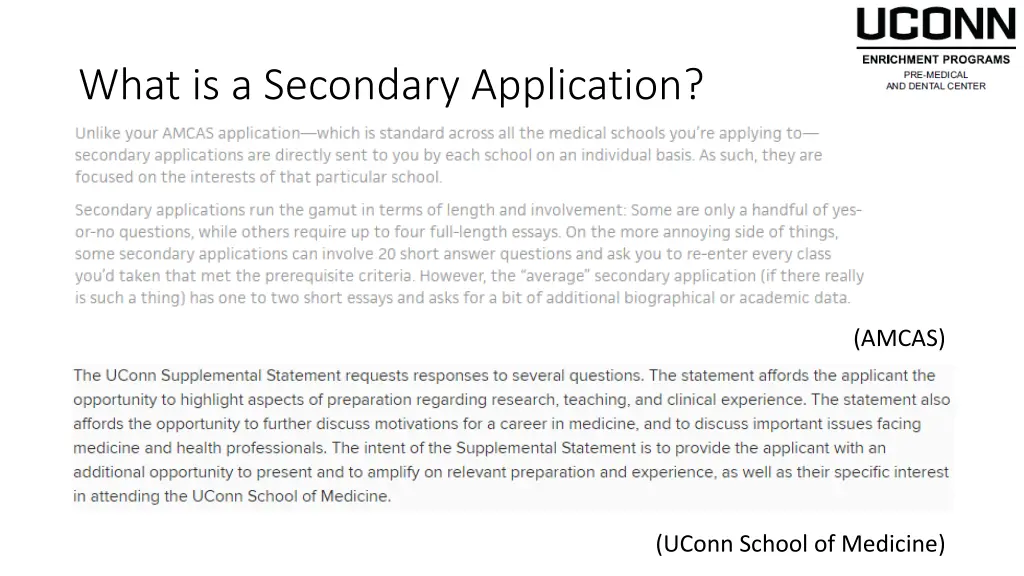 what is a secondary application 1