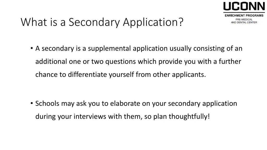 what is a secondary application