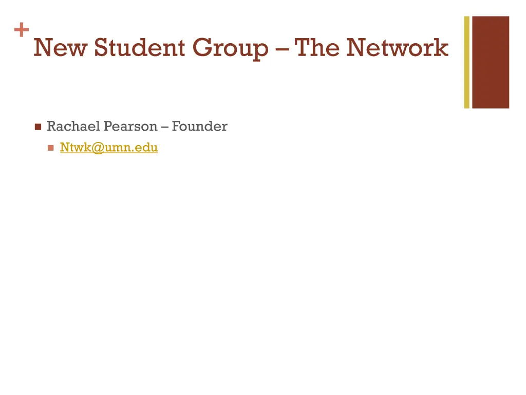 new student group the network