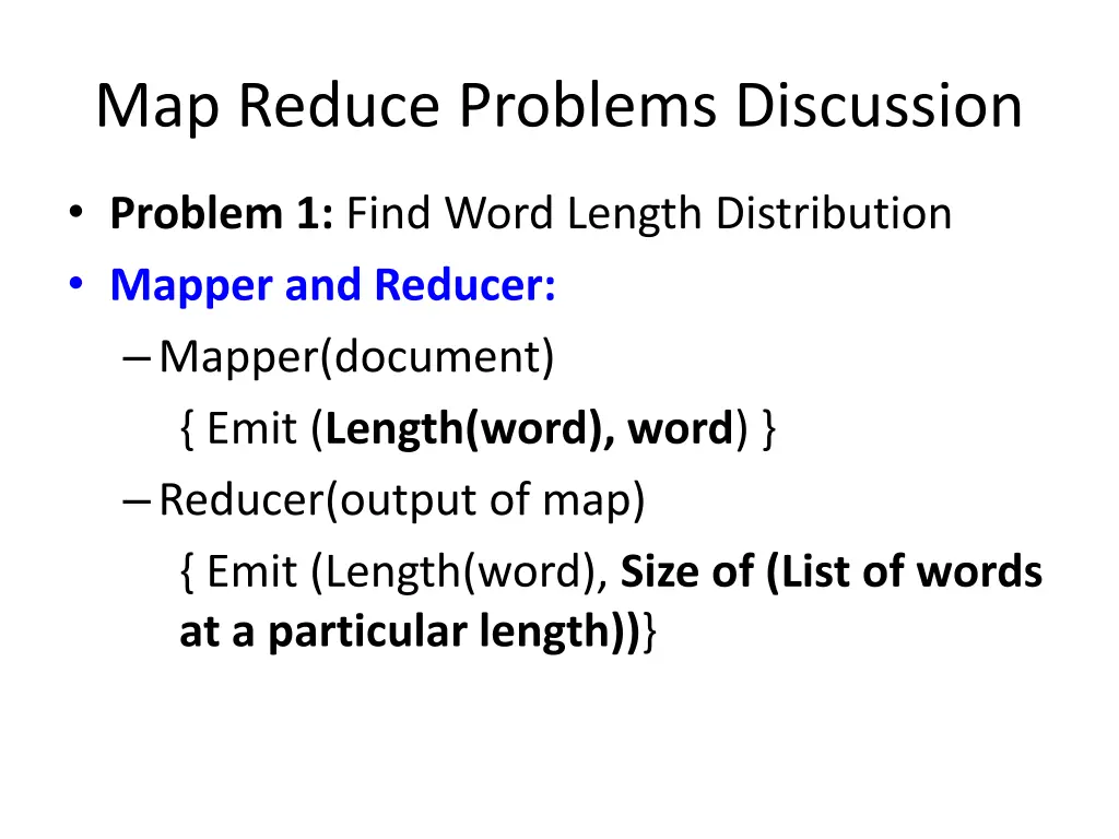 map reduce problems discussion