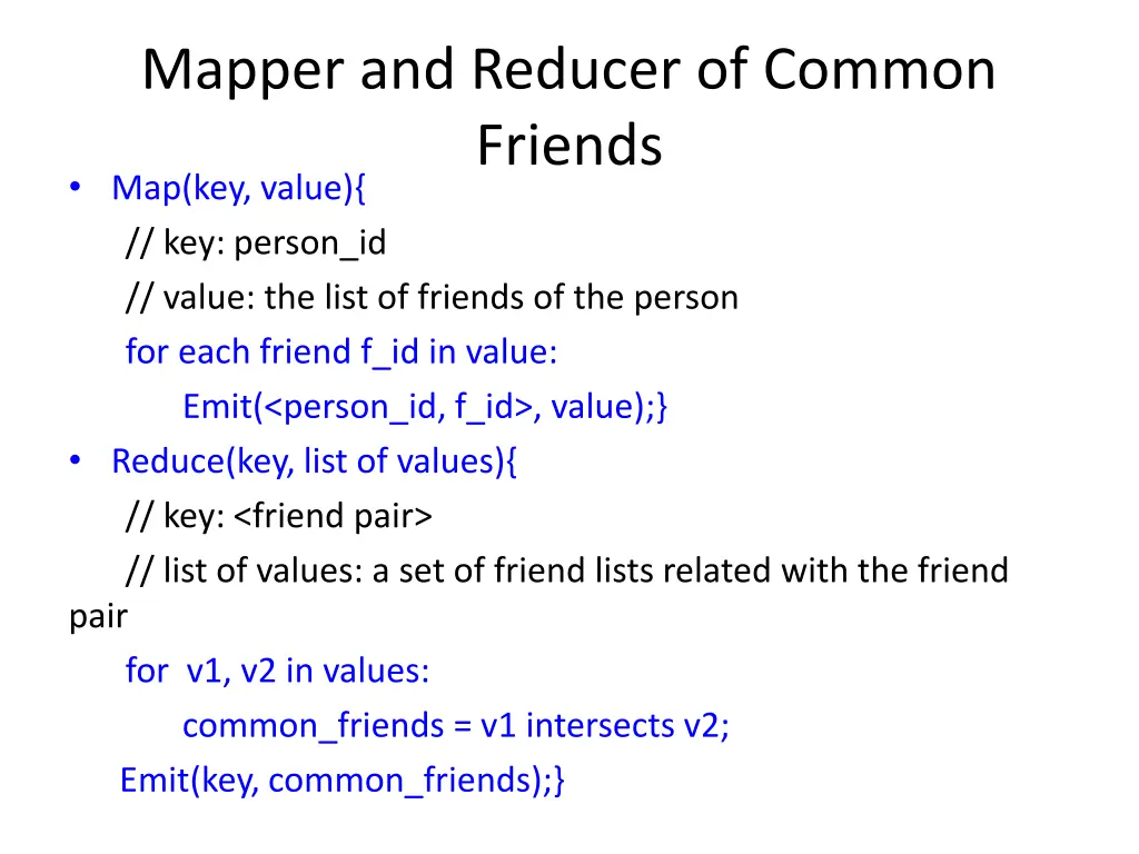 mapper and reducer of common friends