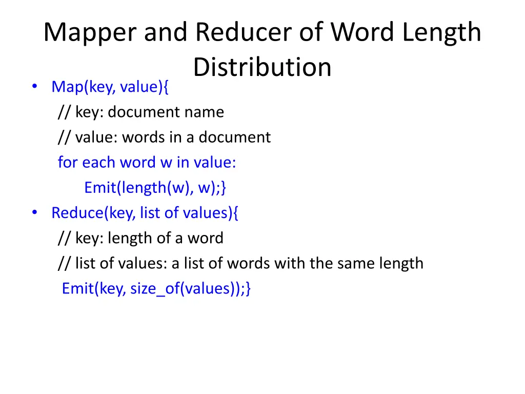 mapper and reducer of word length distribution