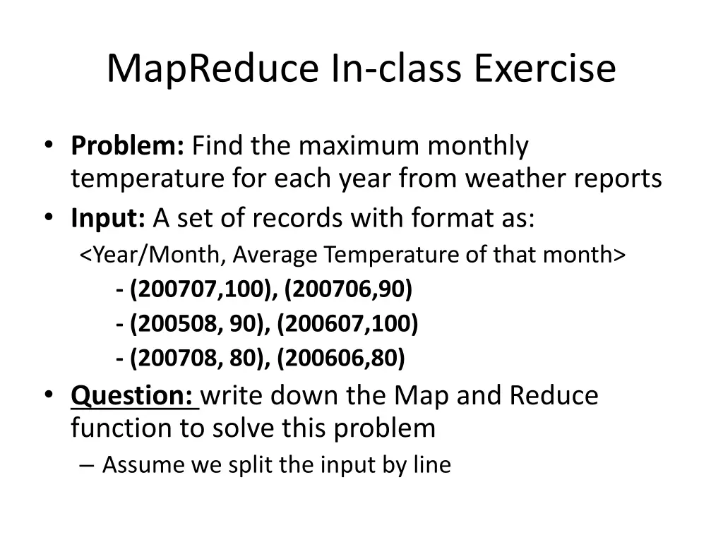 mapreduce in class exercise