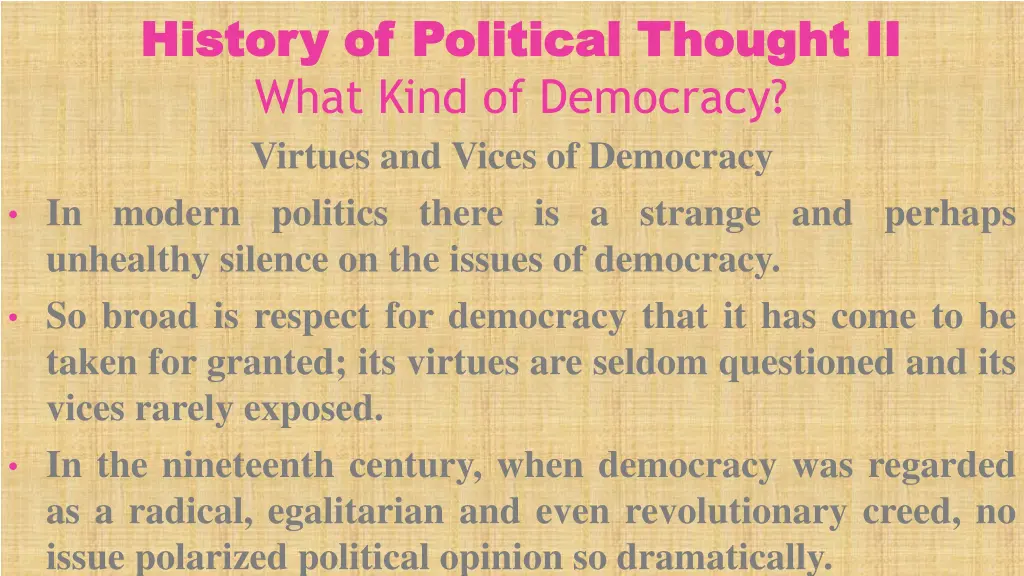 history of political thought ii history