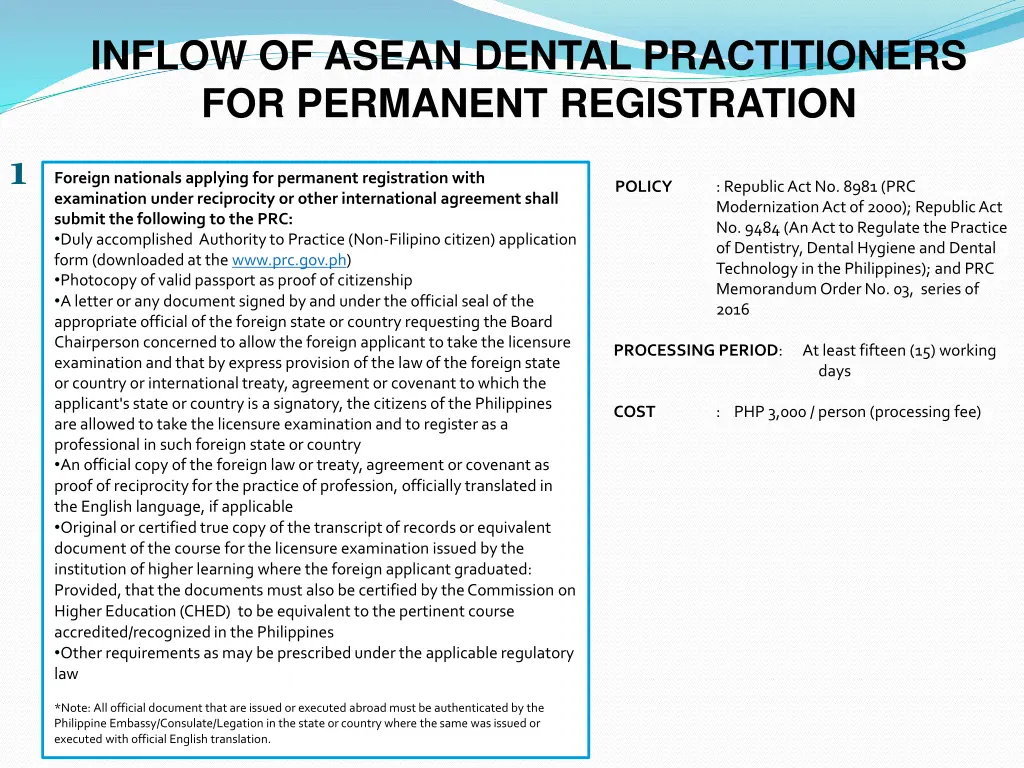 inflow of asean dental practitioners 8