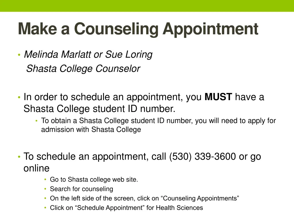 make a counseling appointment