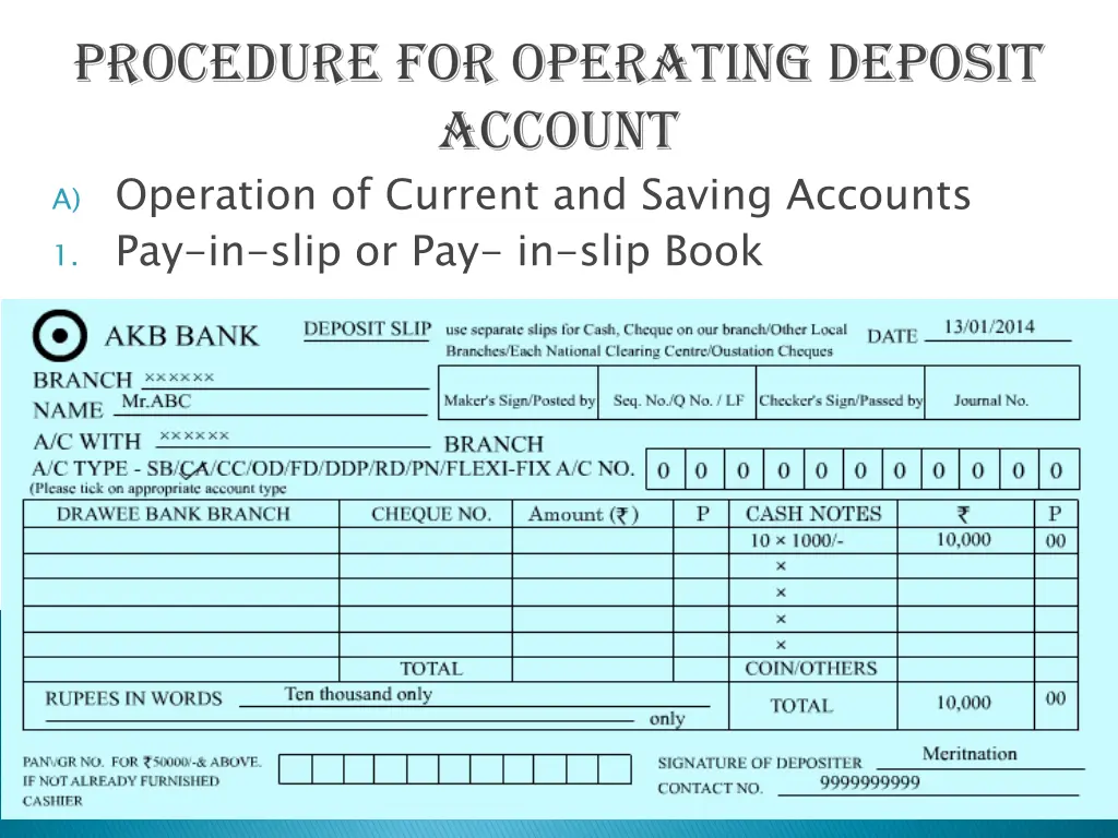 a operation of current and saving accounts