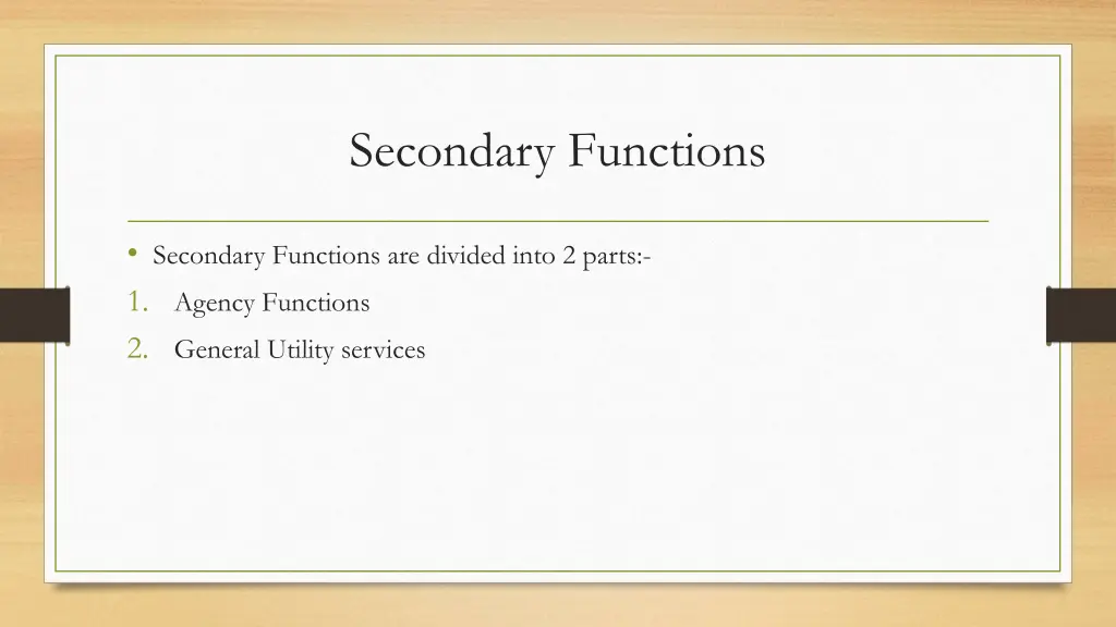 secondary functions