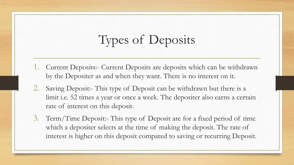 types of deposits