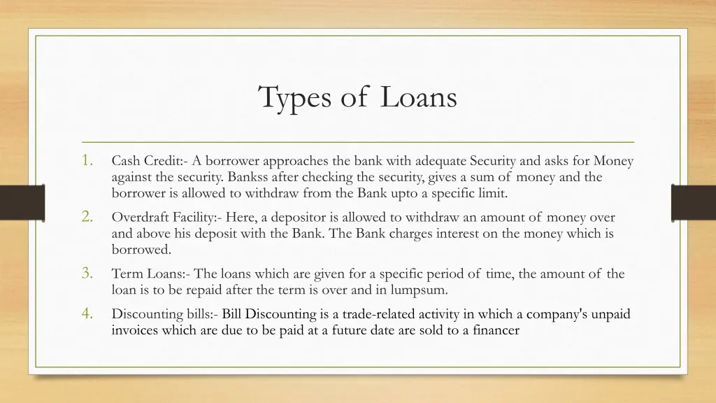 types of loans