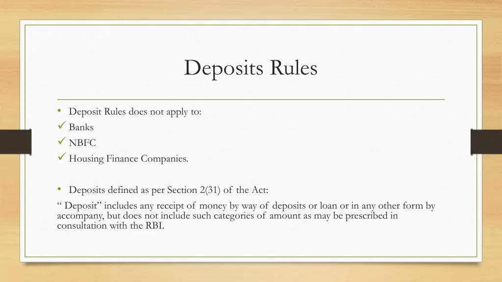 deposits rules