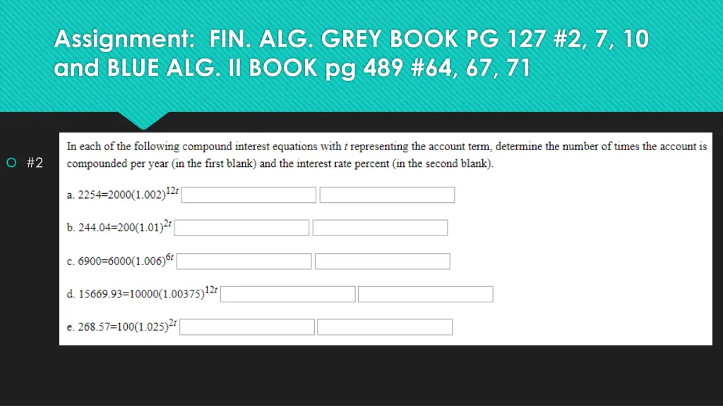 assignment fin alg grey book