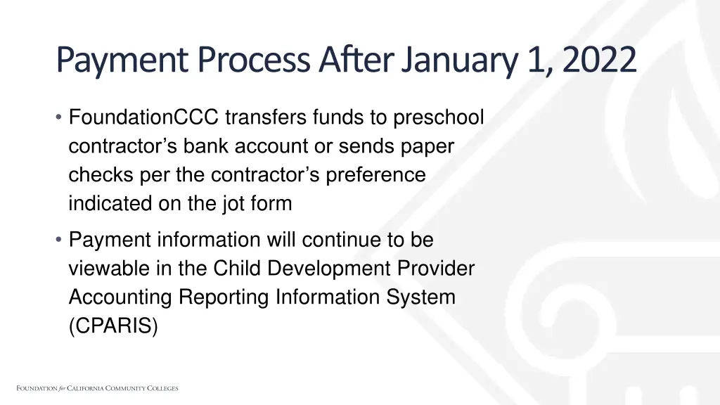 payment process after january 1 2022