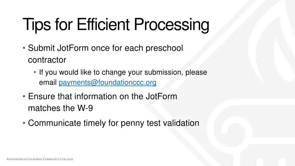 tips for efficient processing