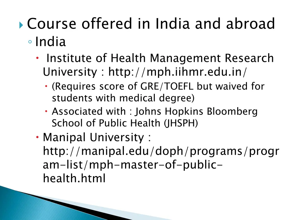 course offered in india and abroad india