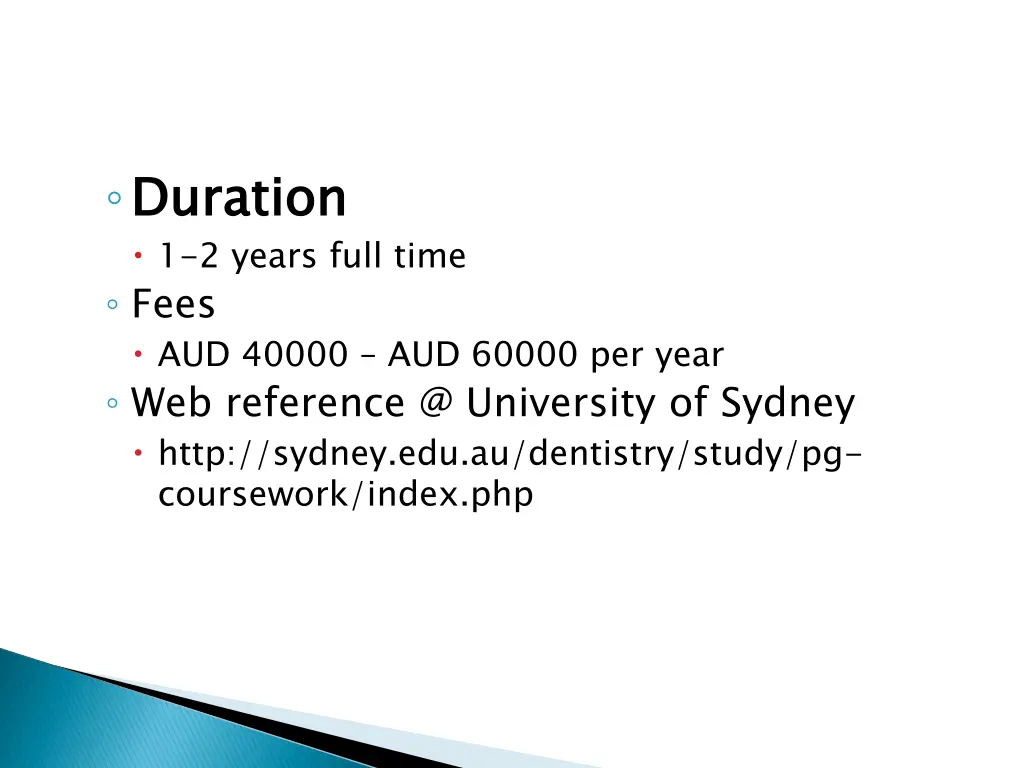 duration 1 2 years full time fees aud 40000