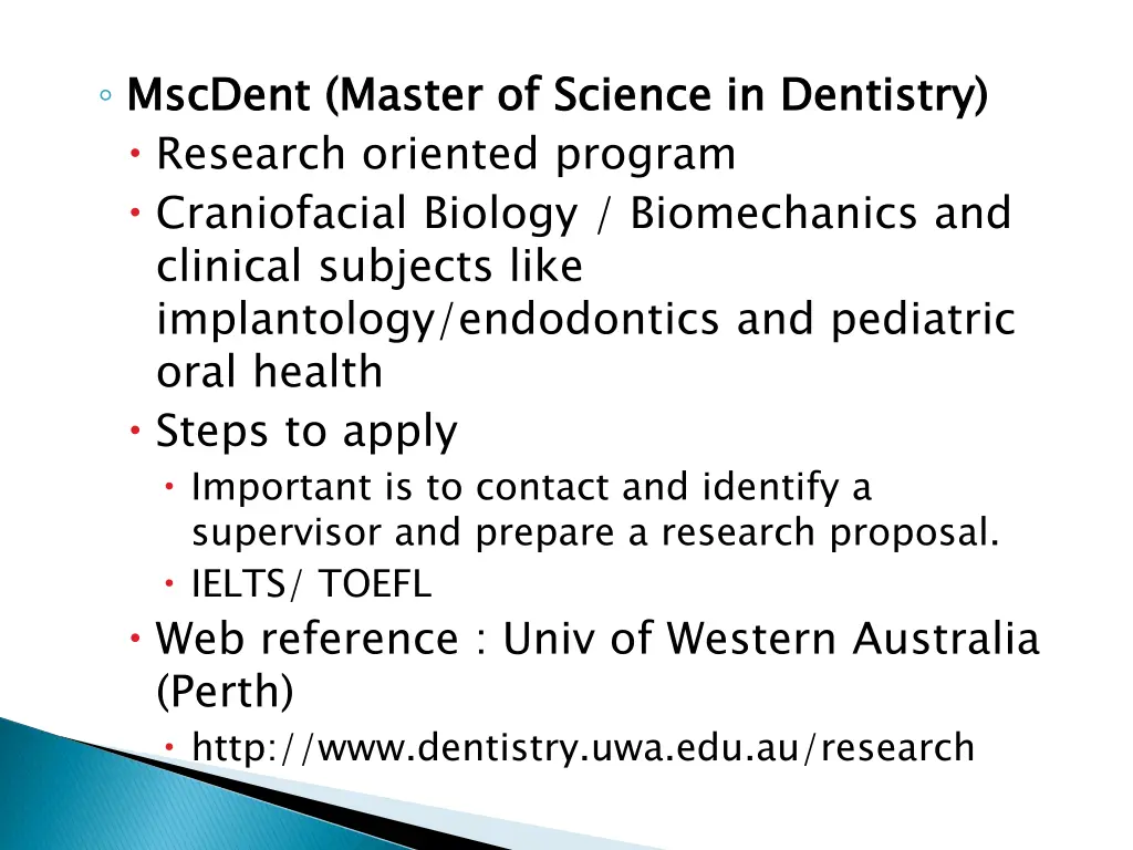 mscdent research oriented program craniofacial