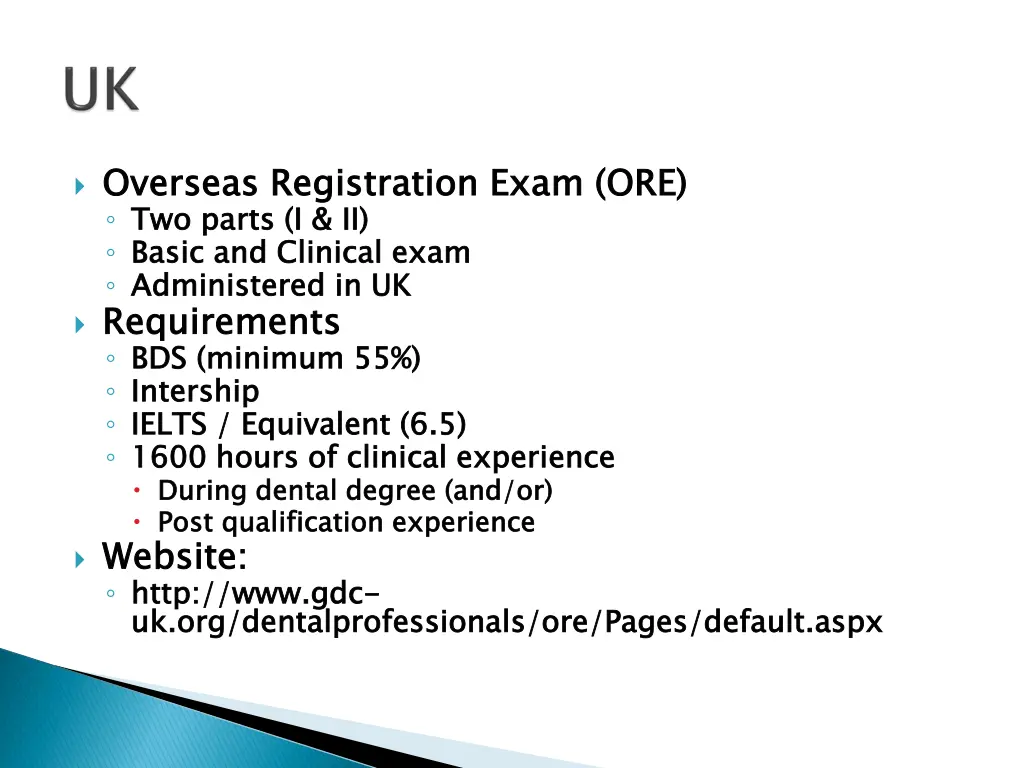 overseas registration exam ore two parts