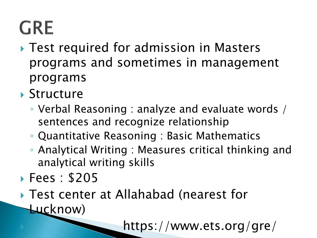 test required for admission in masters programs