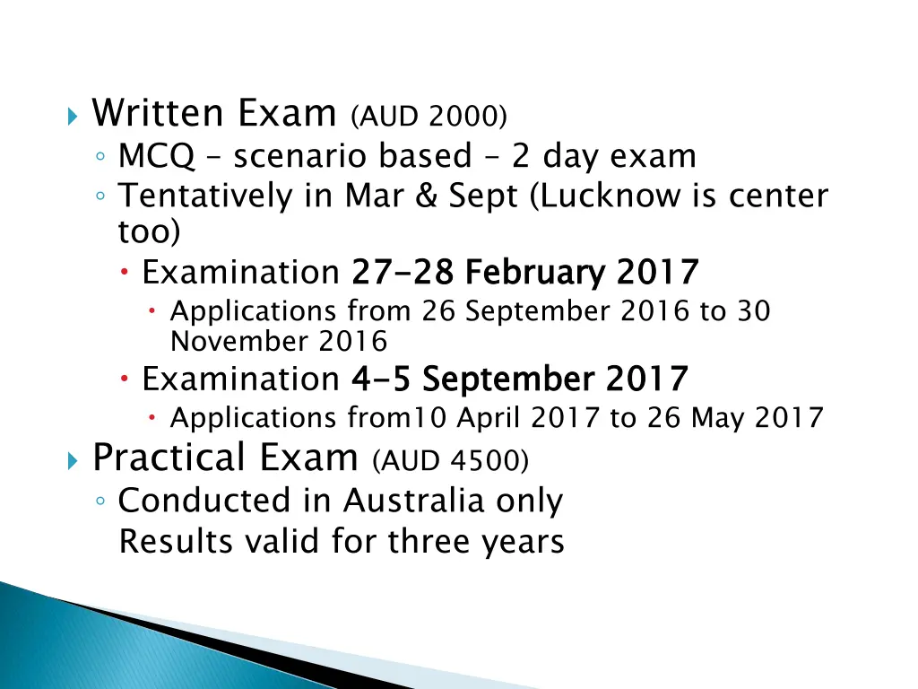 written exam aud 2000 mcq scenario based