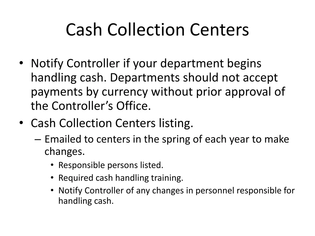 cash collection centers