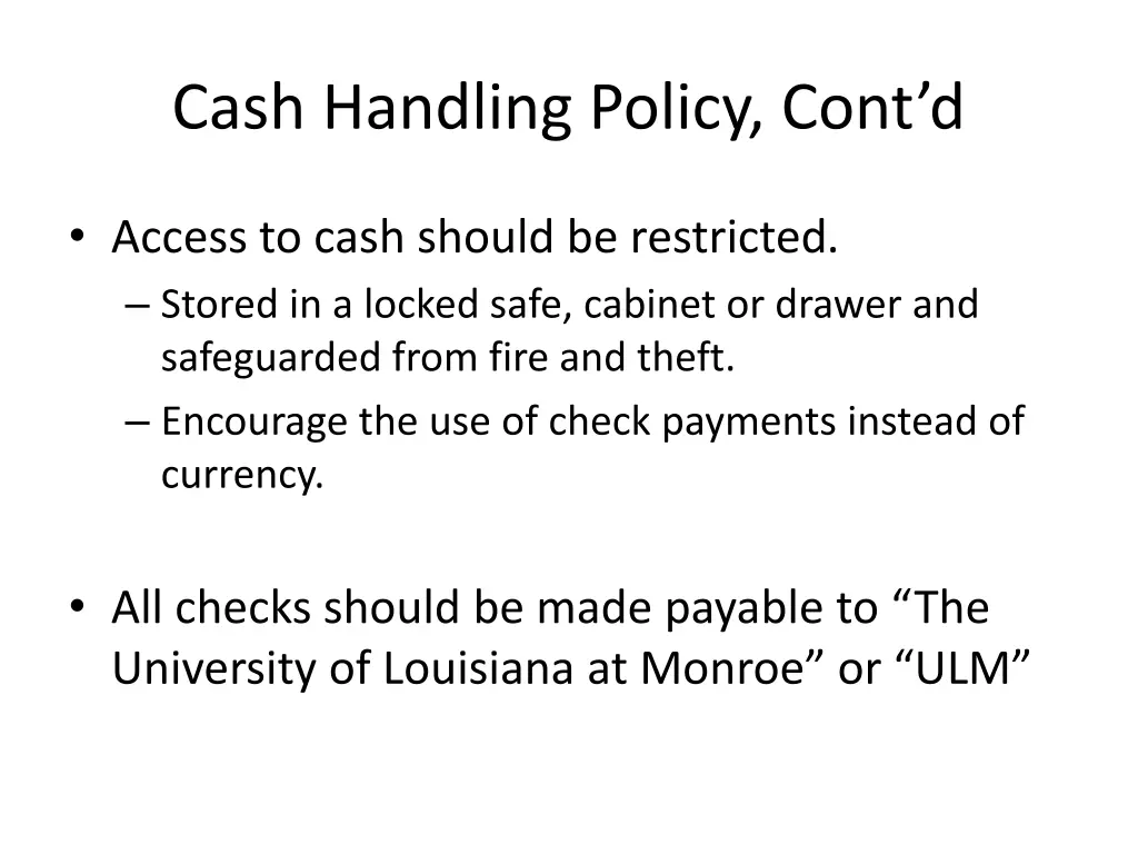 cash handling policy cont d 1