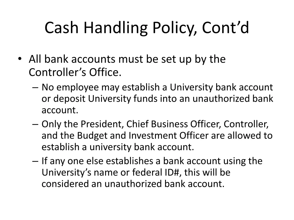 cash handling policy cont d 2