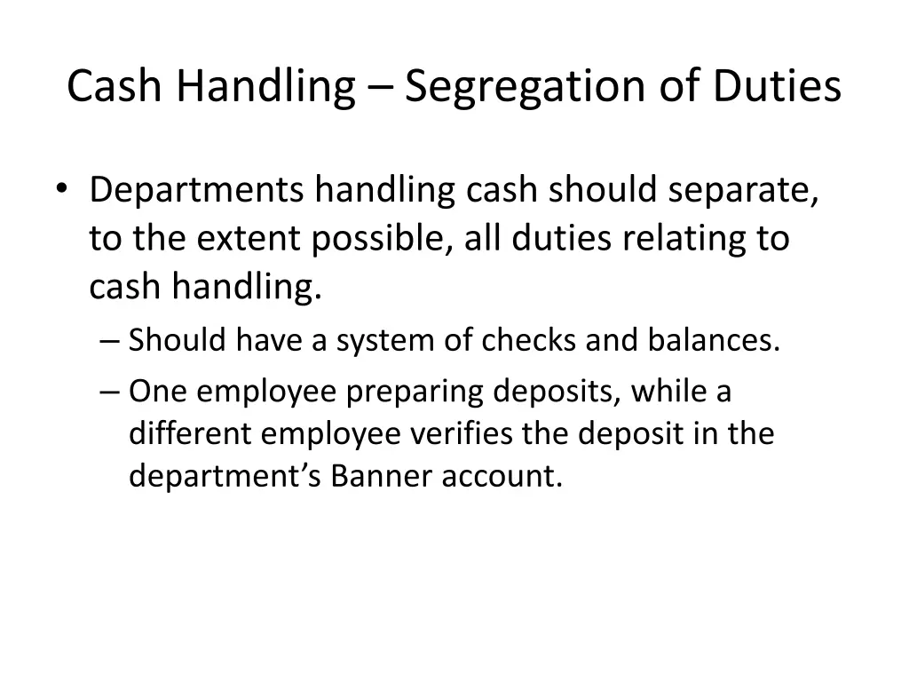 cash handling segregation of duties