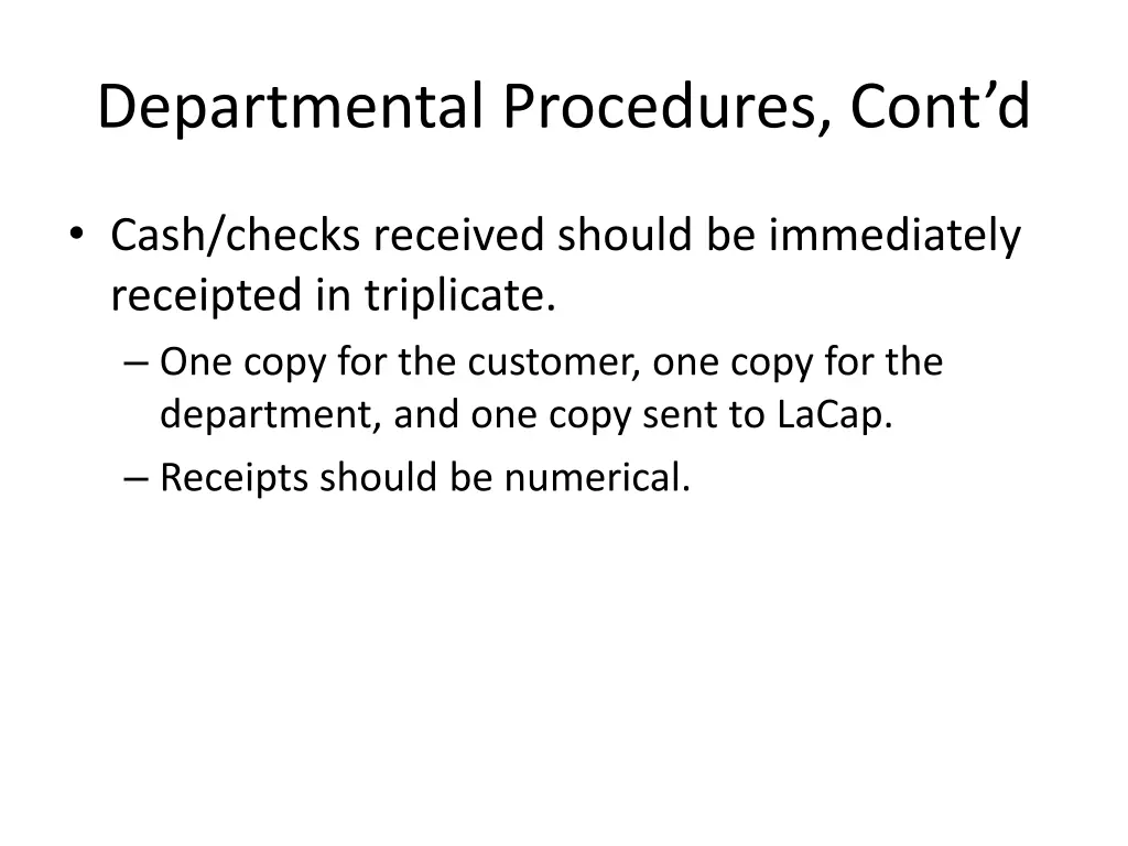 departmental procedures cont d