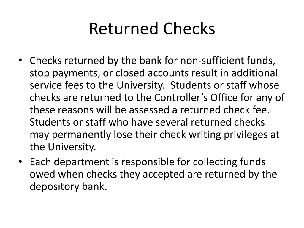 returned checks