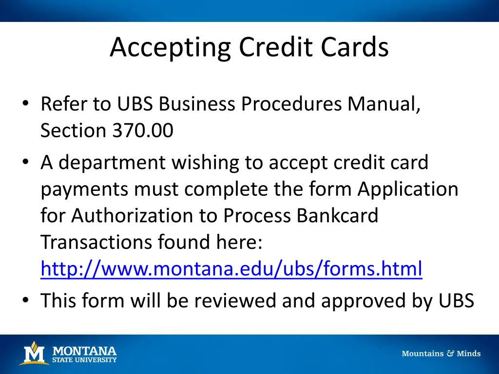 accepting credit cards