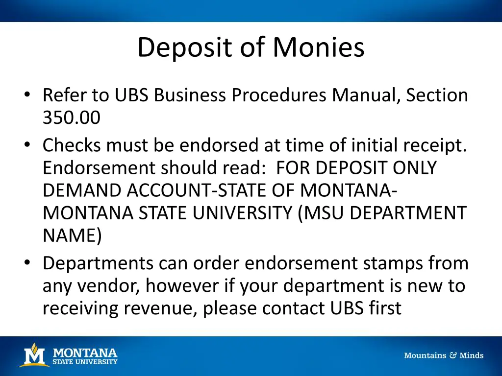 deposit of monies