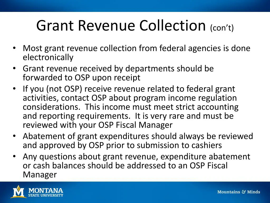 grant revenue collection con t