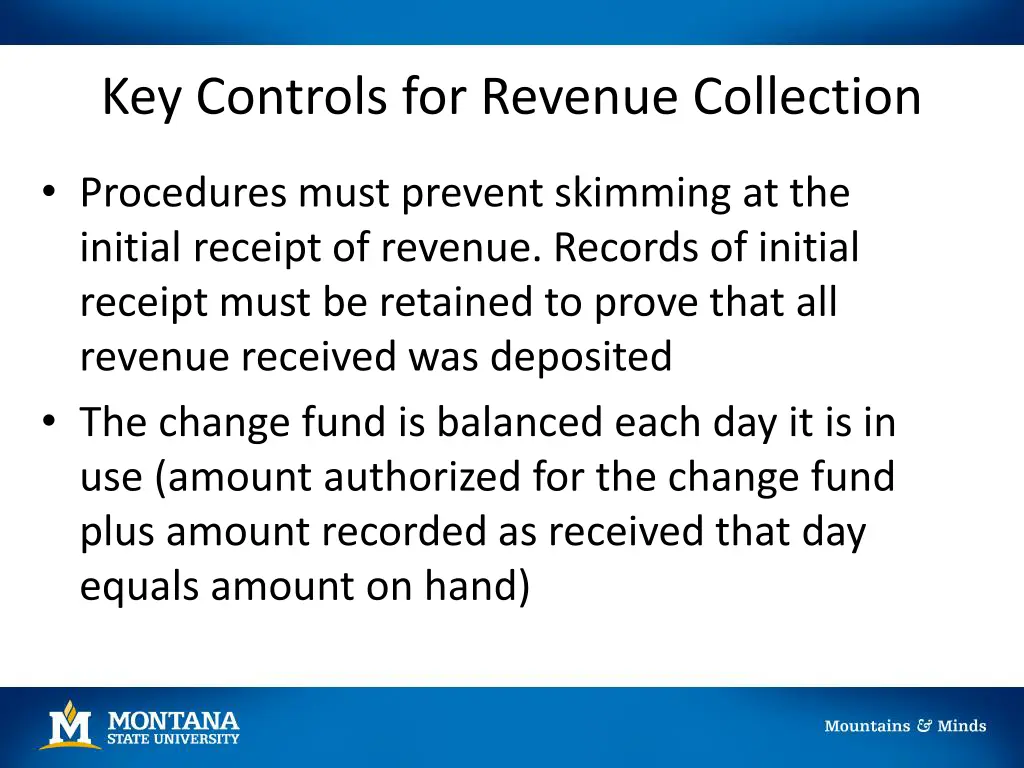 key controls for revenue collection 1