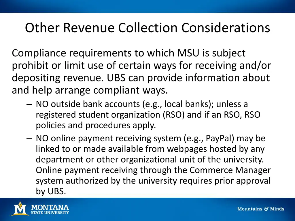 other revenue collection considerations 1