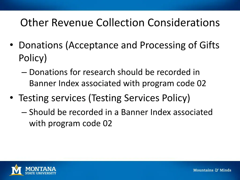 other revenue collection considerations