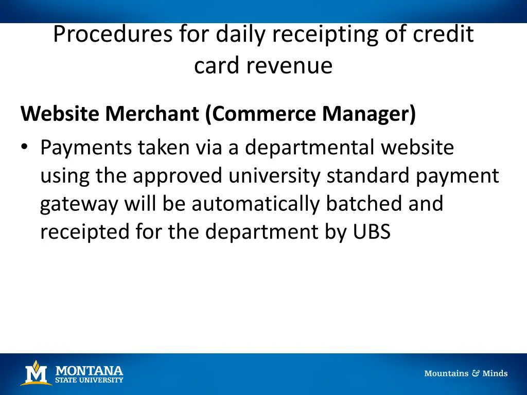 procedures for daily receipting of credit card 1