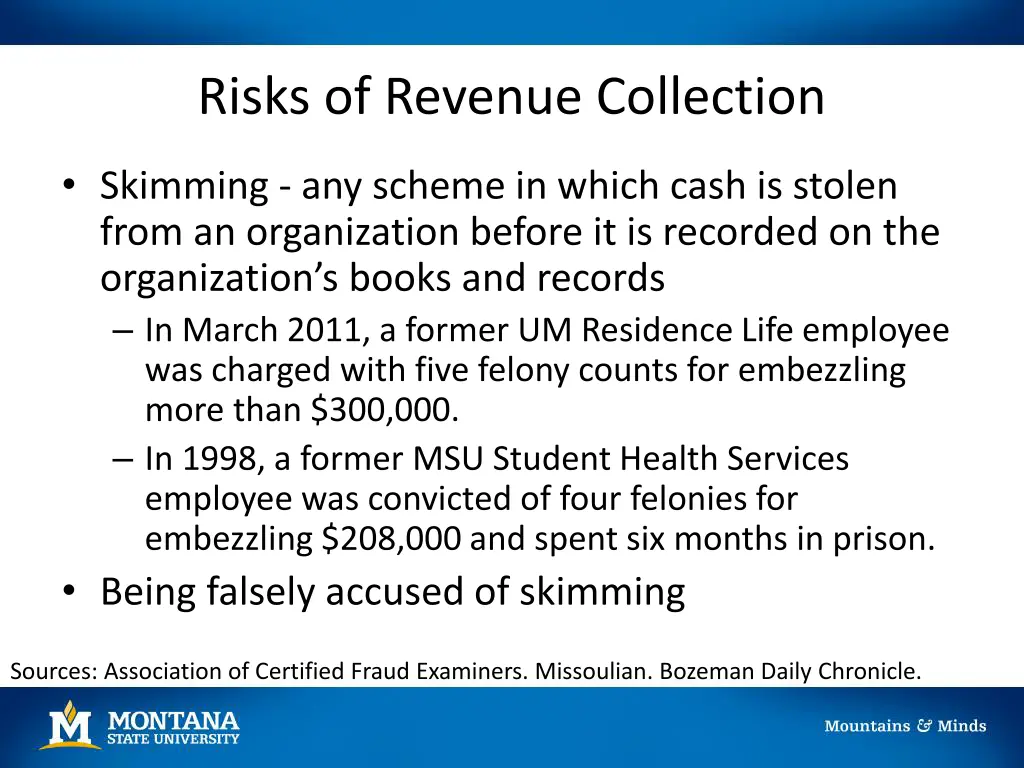 risks of revenue collection