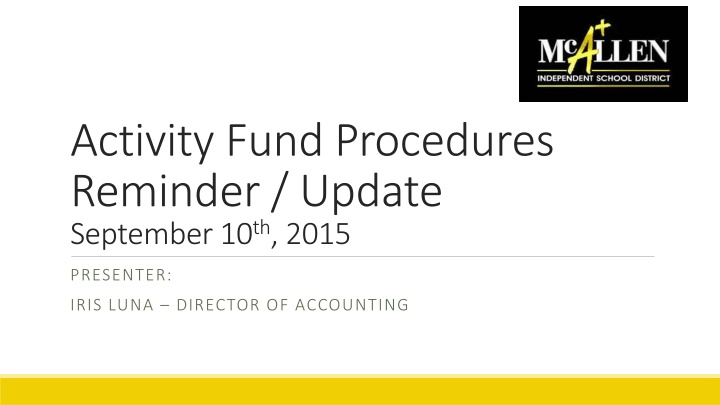 activity fund procedures reminder update