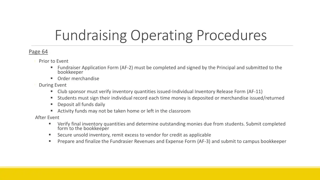 fundraising operating procedures