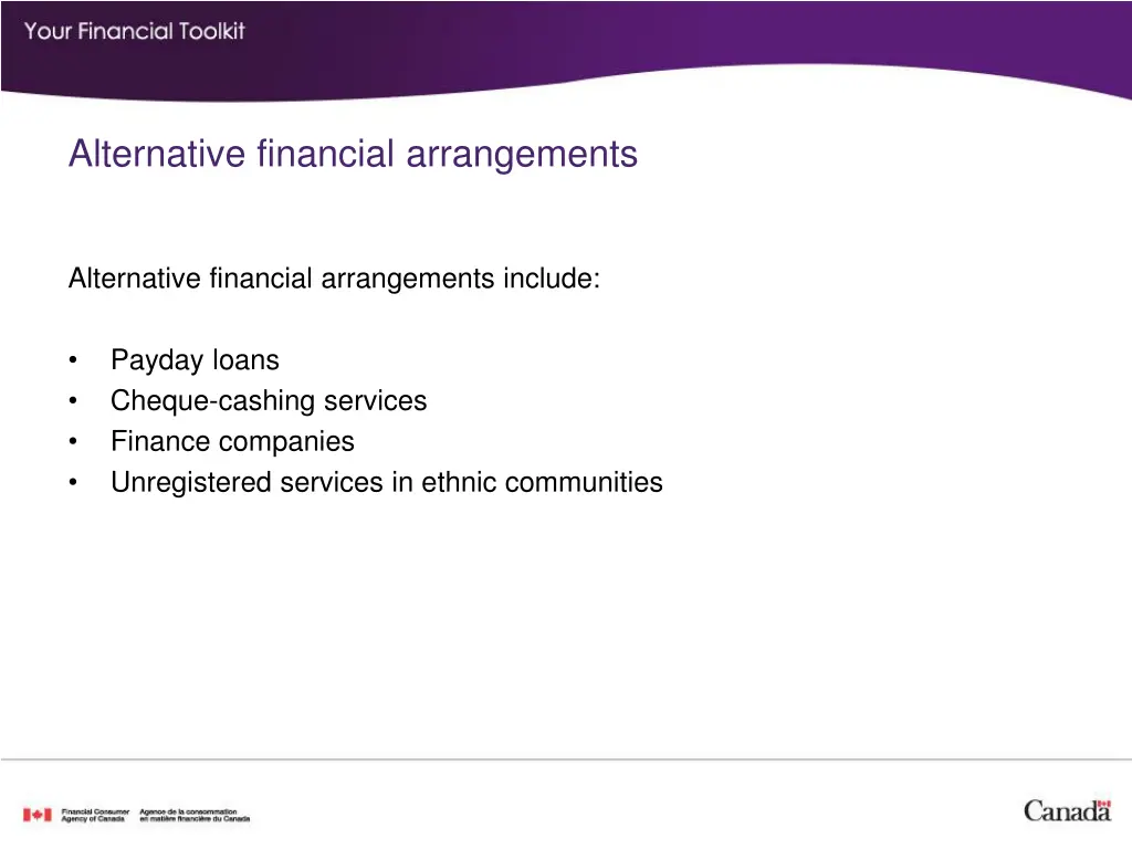 alternative financial arrangements 1