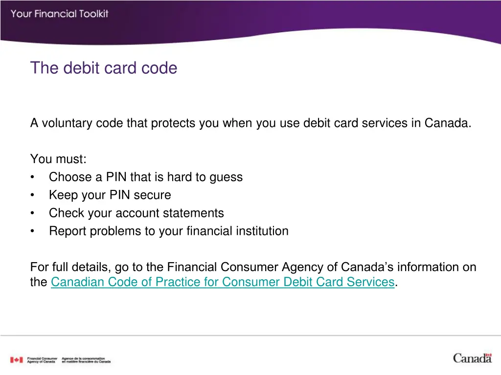 the debit card code