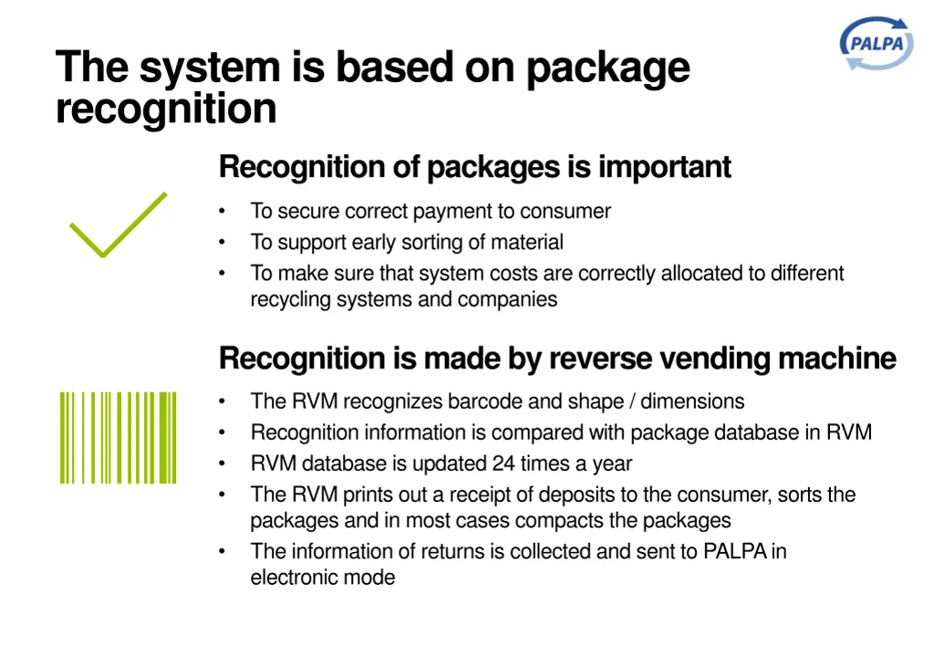 the system is based on package recognition