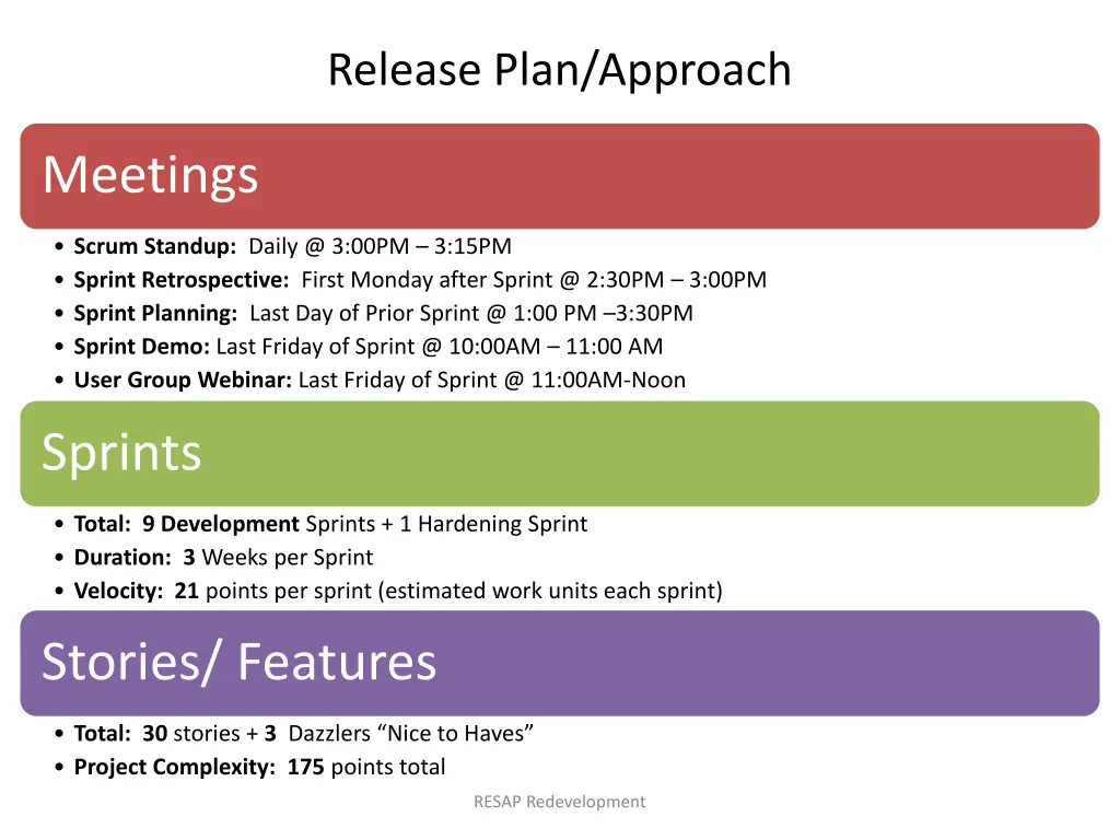 release plan approach