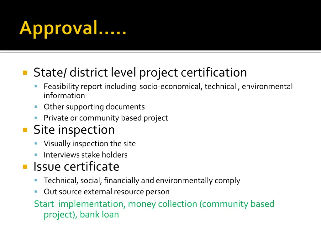 state district level project certification