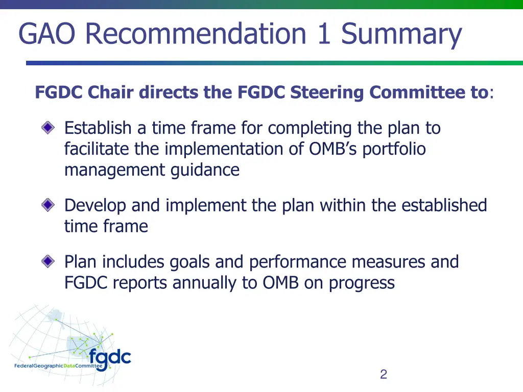 gao recommendation 1 summary