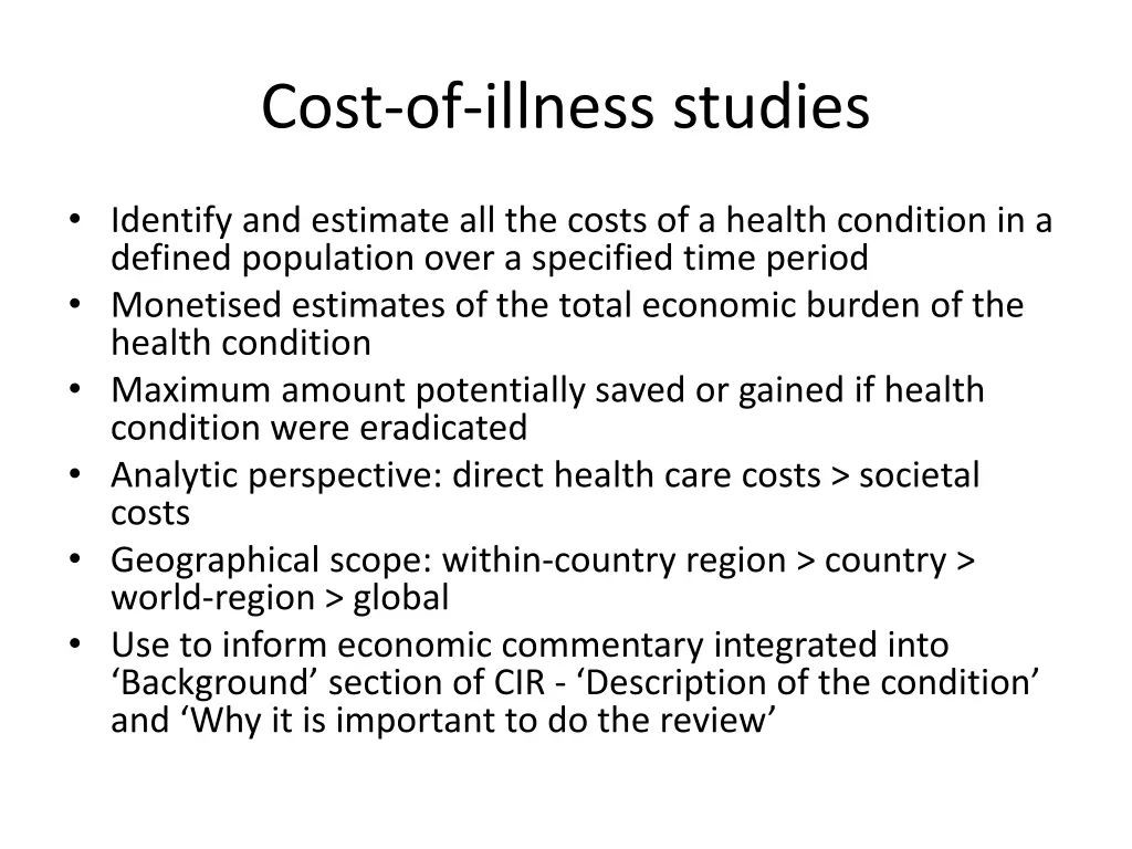 cost of illness studies